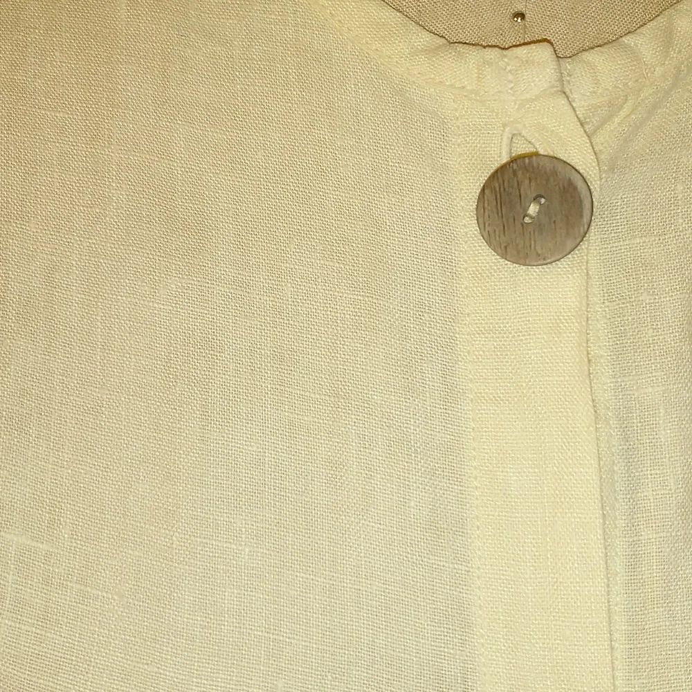 Pale Yellow 100% Linen Maxi Shift Pastel Summer Natural SeeMeasurements USA made - Picture 2 of 8
